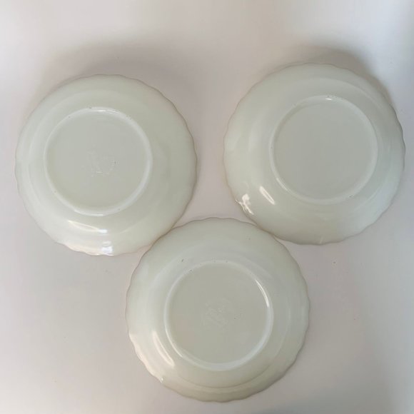 Vintage Swirl Golden Shell Lustre Coupe Soup Bowls / Salad Plates by Fire King - Picture 5 of 7